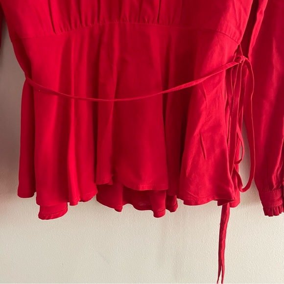 LOFT Red Wrap Blouse - Picture 10 of 11